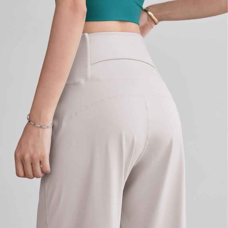 Loose-Fitting Long Pants with Drawstring, Straight High-Waisted Slimming Fitness Pants for Women, Breathable Quick-Dry Running Training Pants, Sports Yoga