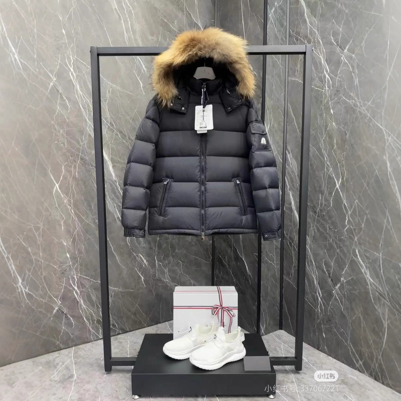 Mengjia 25Ss m Brand New Maya Series Fur Collar Solid Color Hooded Warm Short down Jacket for Men