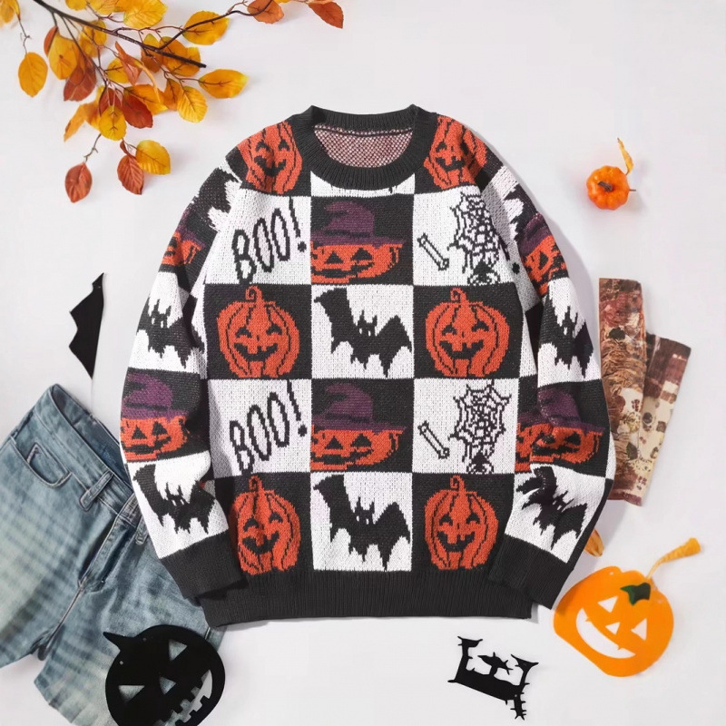 Imitation Fur Men's Halloween New Autumn and Winter Loose Pullover Round Neck Sweatshirt 3D Printing Fashion Trendy Factory Direct Sale