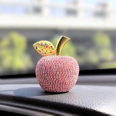 Cross-Border Crystal Apple Decoration Car ornaments - pink-diamond-single-apple