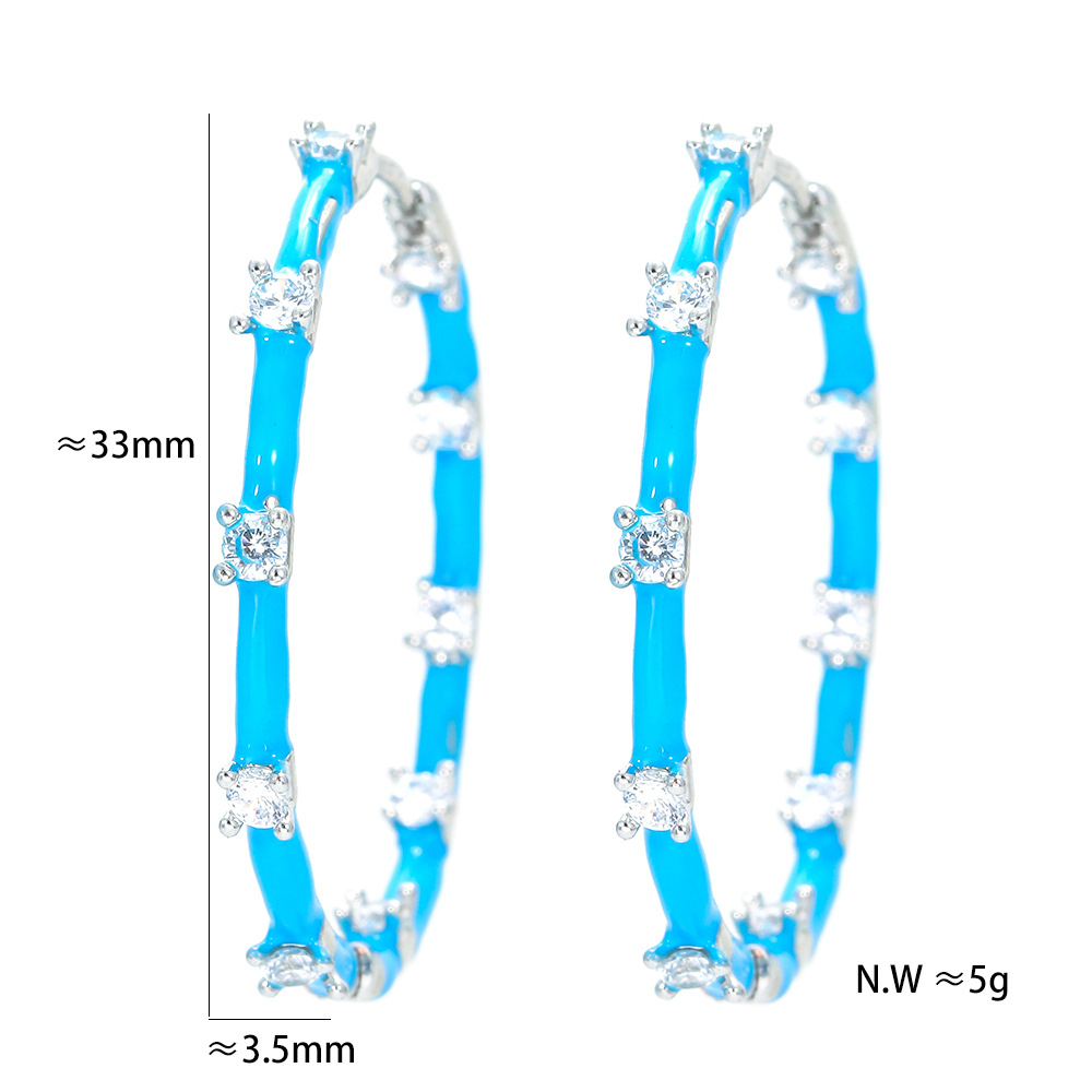 Geometric Pattern Exaggerated Geometric Copper Plating Zircon Hoop Earrings 1 Pair