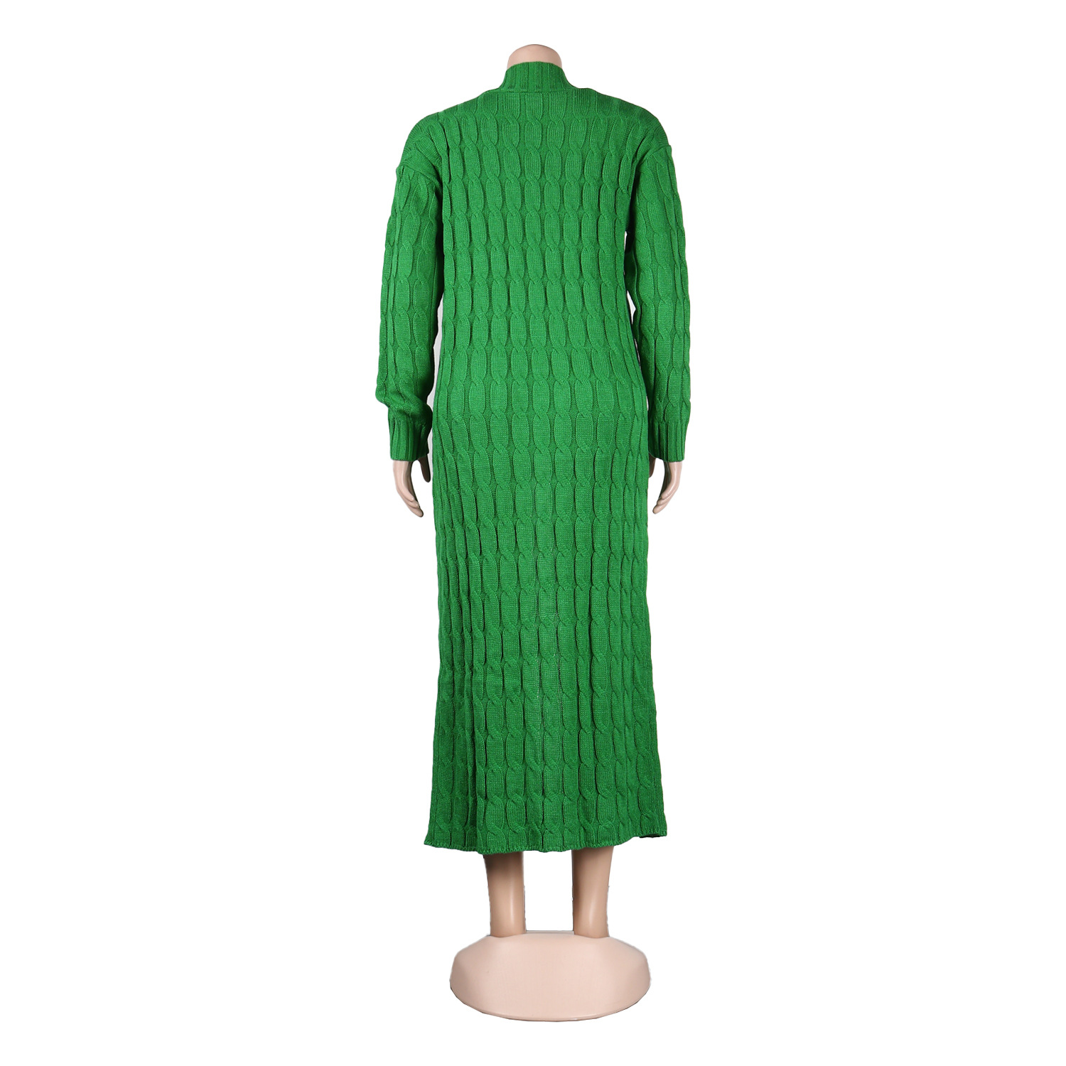 Damen Strickjacke Lang Aus Grobstrick In Unifarben Wintermantel_voghion.com