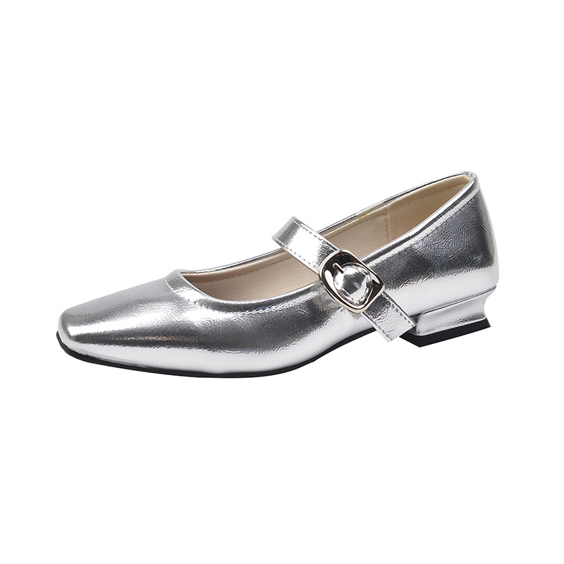 Elegant Square Toe Evening Style Shallow Mouth One-Strap Small Leather Low Heel Commuter Soft Sole Mary Jane Single_vogvips.com