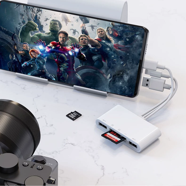 Картридер Type-C для Apple, Android, Huawei, универсальный 3-в-1 для TF/SD-карт, OTG адаптер