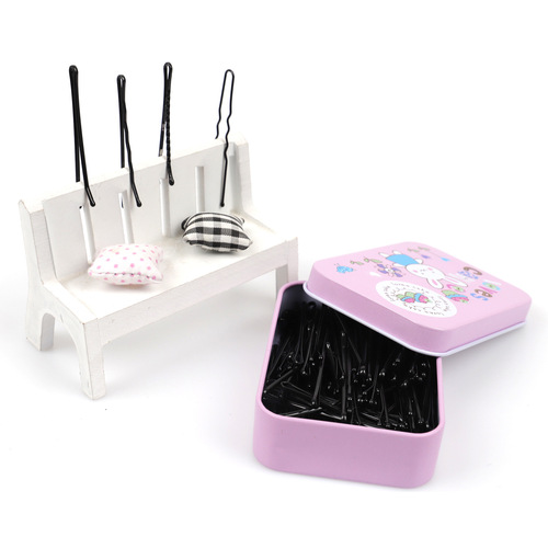 U-shaped hair clip with large wave pattern, small wave pattern clip, straight hair clip in a metal box, bang clip, split hair clip
