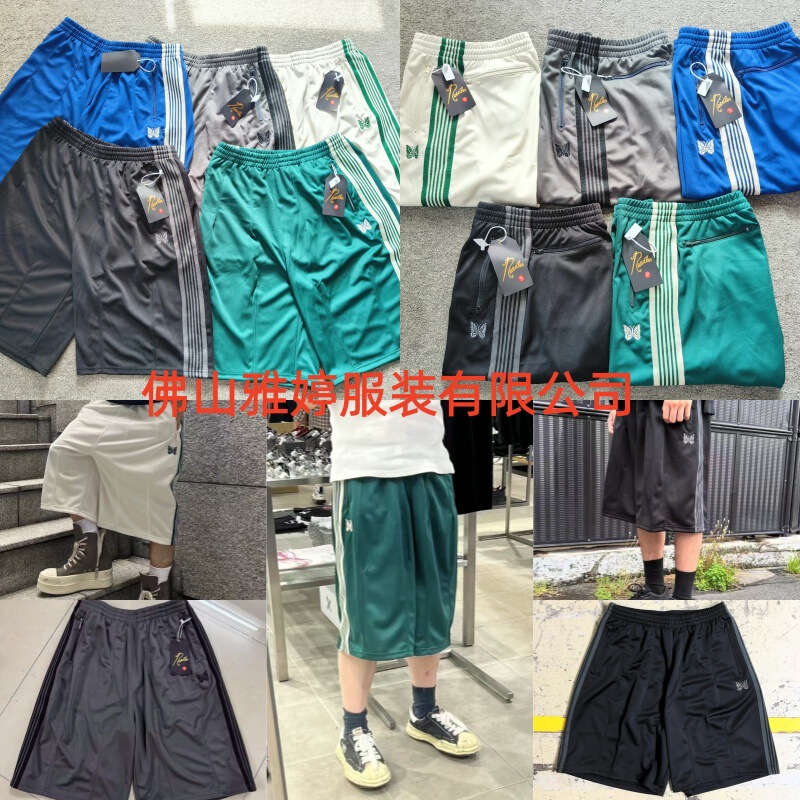 Butterfly Needles Embroidered European and American Trendy Brand Striped Webbing Loose Wide-Leg Sports Casual Cropped Shorts Butterfly Needles Embroidered European and American Trendy Brand Striped Webbing Loose Wide-Leg Sports Casual Cropped Shorts