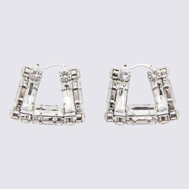 Rhinestone Square Hoop Earrings For Women Elegant Design Jewelry_voghion.com