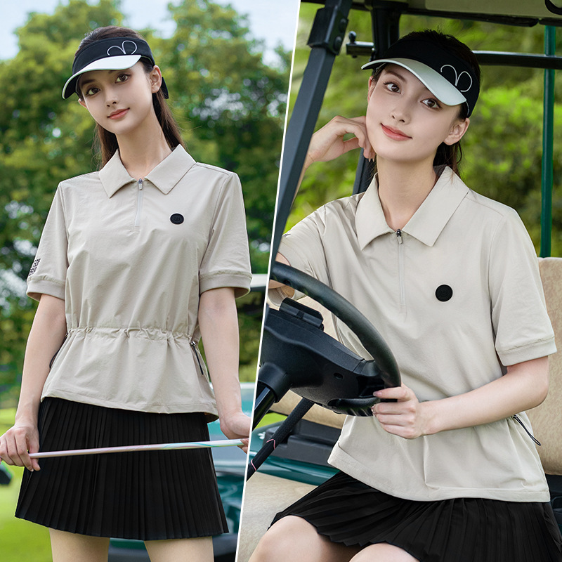 Pgm Golf Women's Spring & Fall New Clothing Women's Short-Sleeved Polo Tennis Top Sports Clothing Set