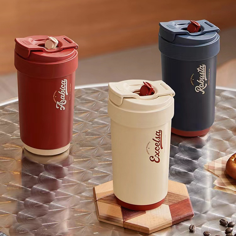 蘇泊爾コーヒーカップ保温カップ大容量随行ストローカップ女性高颜値陶磁器覇層内胆カップ|undefined