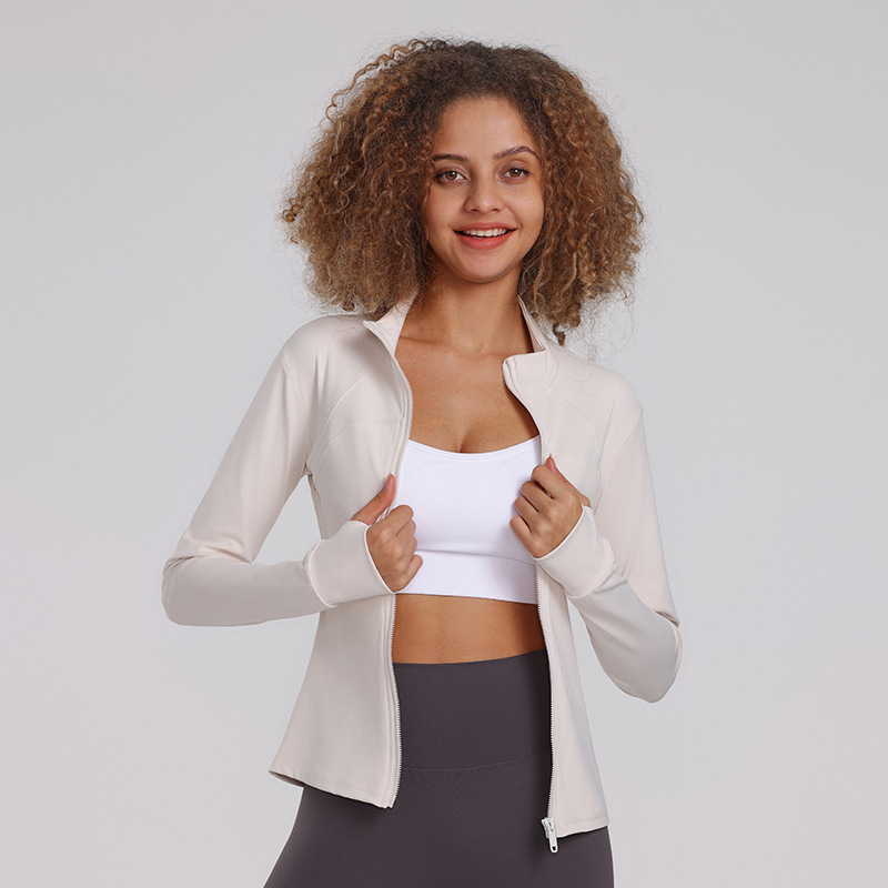 플러시 요가 재킷 여성용 상의 스포츠 러닝 피트니스 의류 속건 가을과 겨울 신상품 고급 스탠드 칼라 긴팔