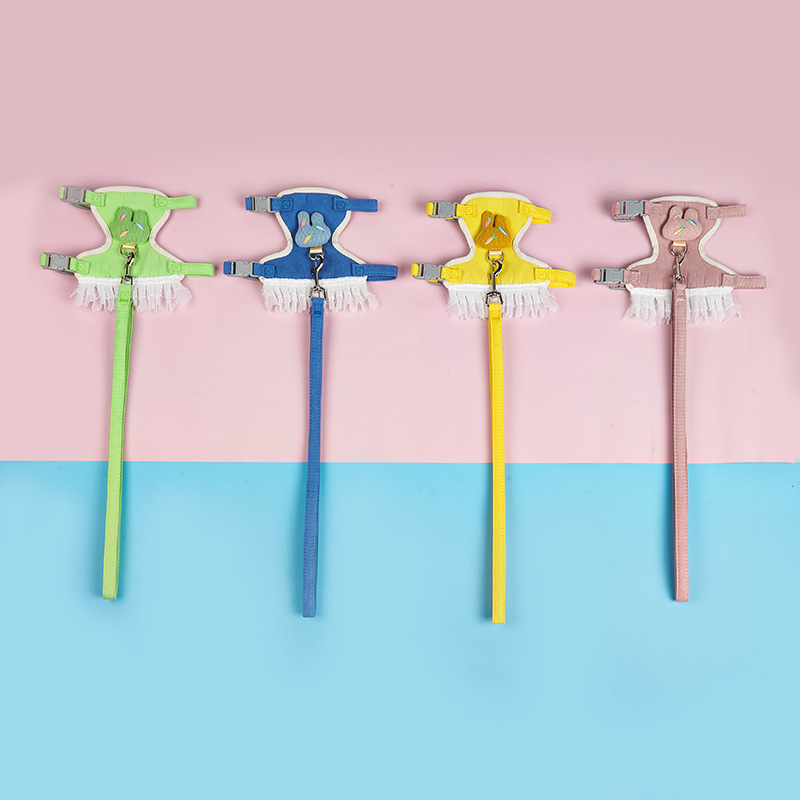 Nuevo gato chaleco oso de peluche pequeño perro correa del pecho caminando conejito cuerda cadena suministros para mascotas