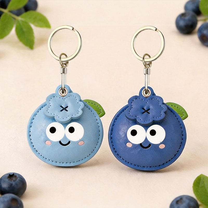 Creative and Cute Blueberry Leather Card Holder/Key Accessory Pendant Business Gift Small Pendant Key Chain Key Ring