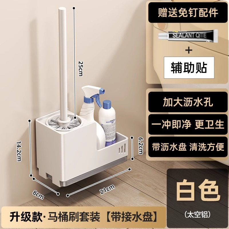 White toilet, brush