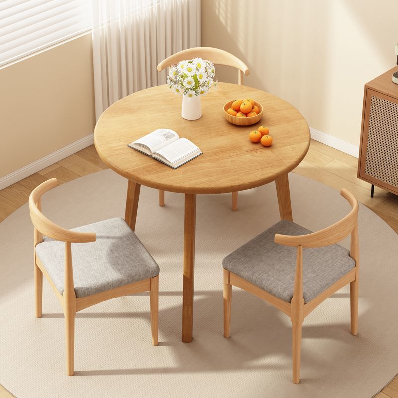 All Solid Wood Round Table Household Small Apartment Table and Chair Combination Negotiation Reception Coffee Table Modern Simple Leisure Round Dining Table