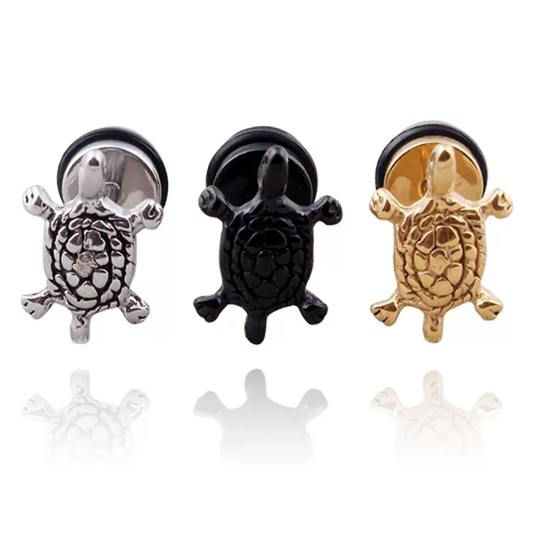 韩国个性乌龟动物钛钢耳钉男批发潮流时尚小众高级感耳饰跨境现货