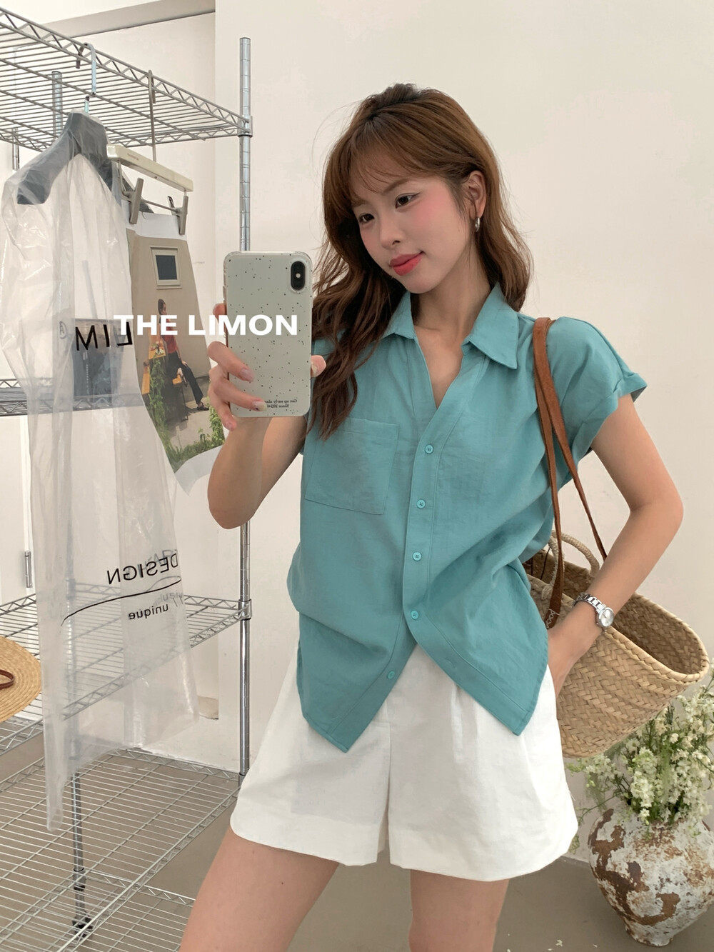 Áo sơ mi ngắn tay nữ cổ polo tay bồng phong cách Hàn Quốc — màu sắc chi tiết 9