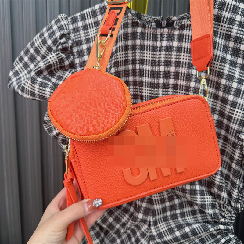 Bolso de hombro transfronterizo para mujer, tendencia europea y americana, bolso de cámara de color sólido personalizado, bolso de mensajero portátil con letras simples casuales