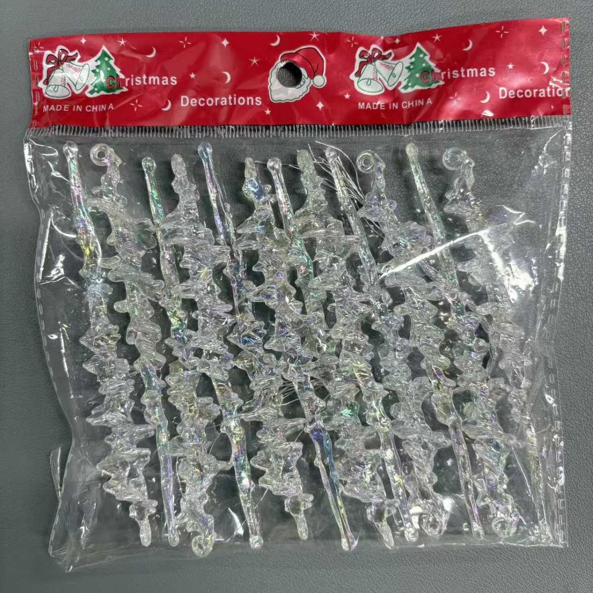 Productos navideños transfronterizos colgantes de hielo transparentes colgantes de hielo decoración de árbol de Navidad colgantes de rosca colgantes