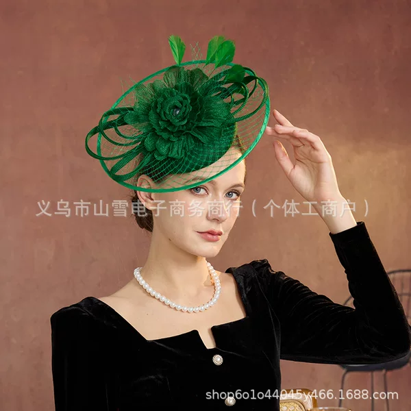 European and American Imitation Linen Feather Headwear, New Fashion Bridal Headpiece, Elegant Banquet Headband
