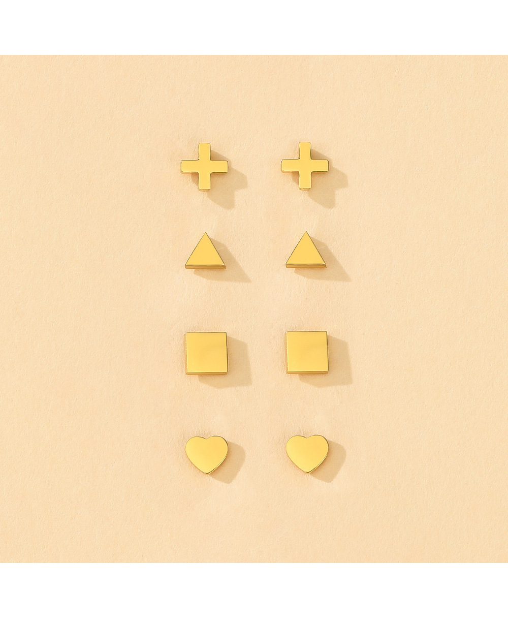 Simple Style Square Heart Shape Stainless Steel Ear Studs 1 Pair
