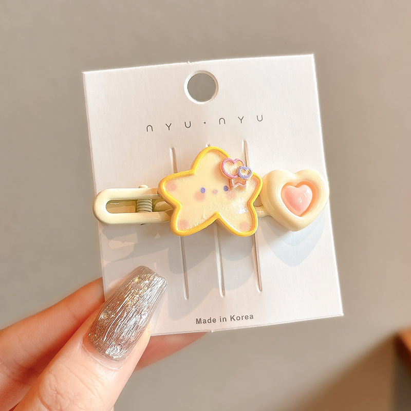 Coreana lateral frange clip de cabello de la frente de mujer sensación avanzada 2025 nuevo toque de dopamina clip de boca de pato