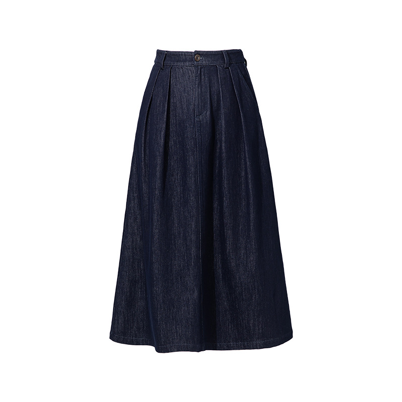 Bộ chân váy denim và áo gilê kiểu Pháp phong cách Hồng Kông, mặc nhiều lớp, thời trang dạo phố — Váy xanh 65338