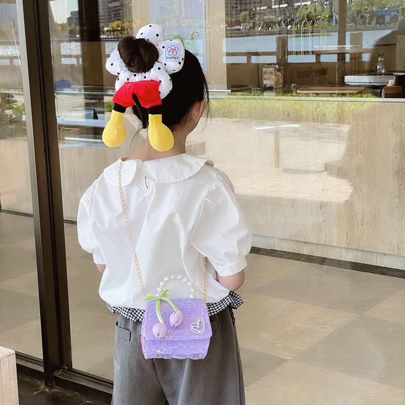 Bolso de hombro para niña con fragancia pequeña coreana, flor dulce, bolso de perla para bebé, cadena de moda, bolso de mensajero para niños