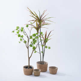 亚马逊蒲草编织花盆家居阳台种植多肉绿植套盆大号手工草编花盆套