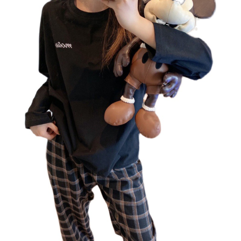 Internet celebrity gege pijamas traje de mujer 2023 primavera y otoño estilo coreano ins suelta manga larga traje de desgaste para el hogar pijamas