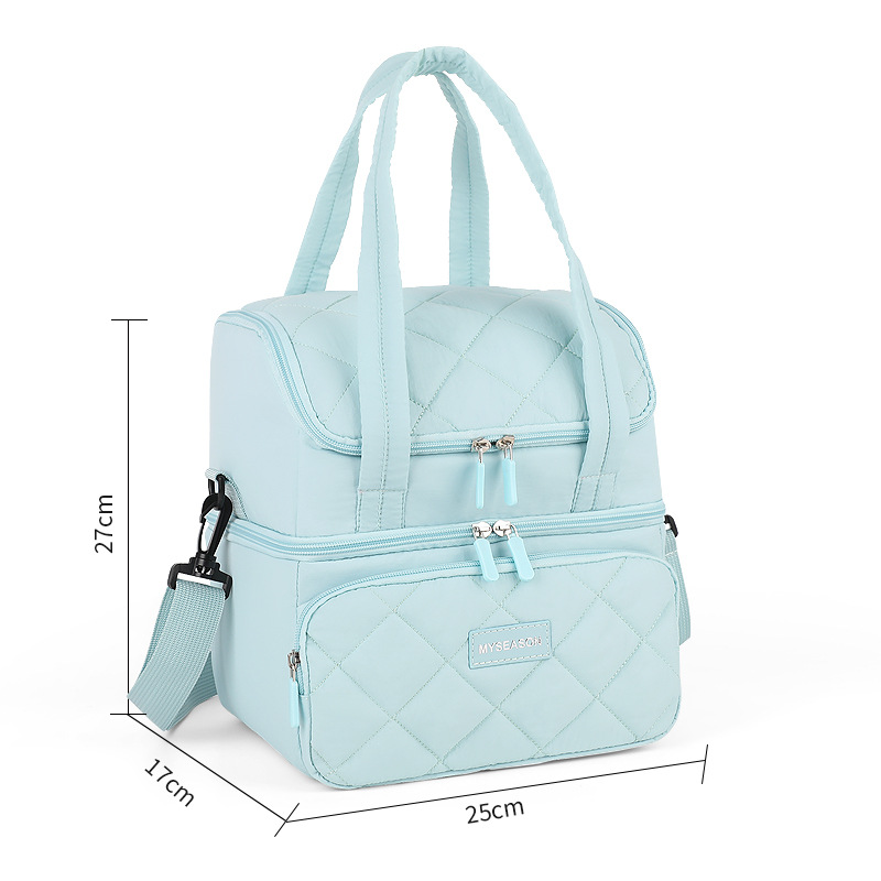 Bolsa de almuerzo transfronteriza de Amazon, bolsa de almuerzo de doble capa, bolsa de aislamiento térmico multifuncional, bolsa de almuerzo portátil para trabajar