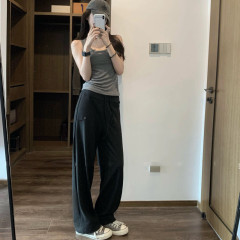 AL* 2025春夏智秀同款抽绳休闲阔腿裤垂坠拖地神裤宽松显瘦长裤女