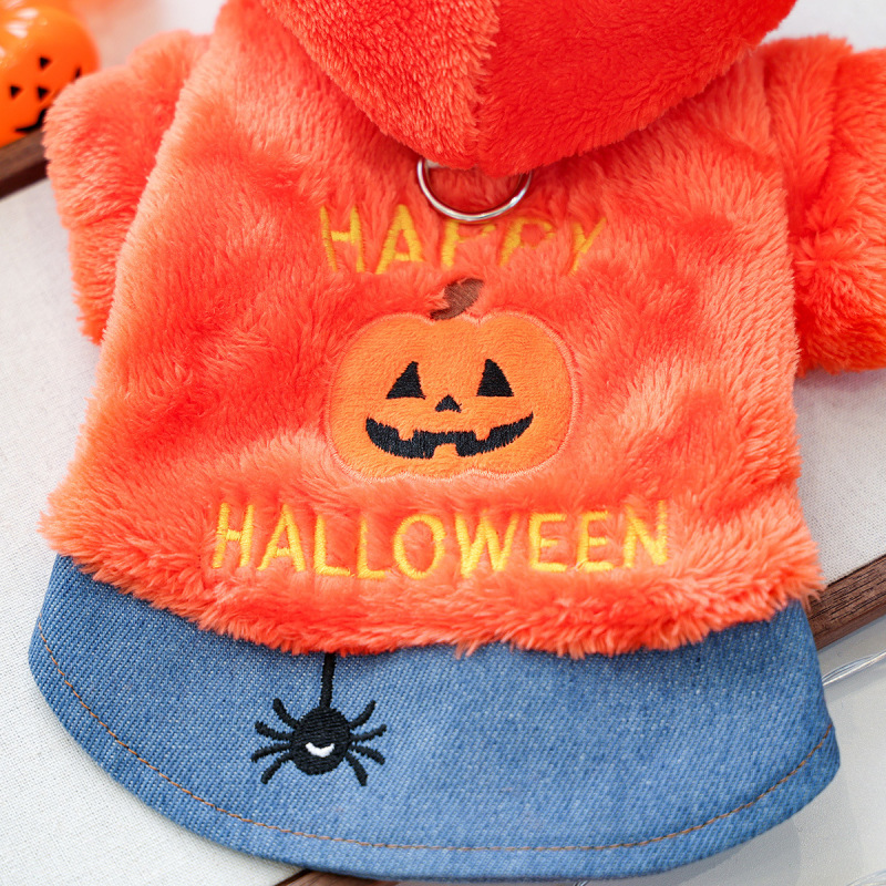 2025 秋冬ハロウィンペットかわいい子犬と子猫カジュアルファッション衣装ハッピーハロウィン衣装オレンジカボチャ|undefined