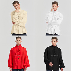 漫衣尚歐美春秋男士文藝復興服裝襯衫中世紀蒸汽朋克海盜上衣內搭