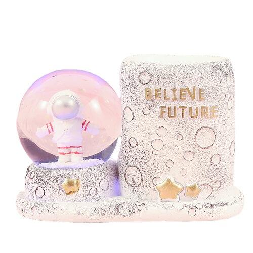 Cartoon glowing astronaut figurine, INS feng shui crystal ball pen holder, astronaut home desktop small night light wholesale