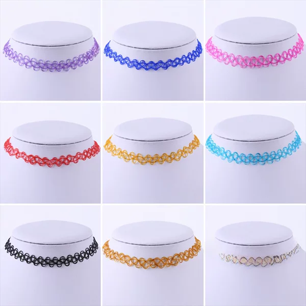 Factory wholesale fishing line retro tattoo woven necklace fishing line clavicle chain neck chain collar 12 color European and American fashion