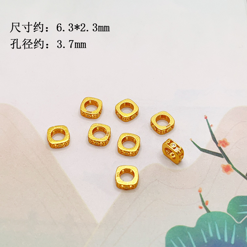 S925 Silver Gold-Plated Diamond-Studded Spacer Beads, Small Waist-Shaped Butterfly Walnut Beads Accessories for DIY Bracelets and Necklaces