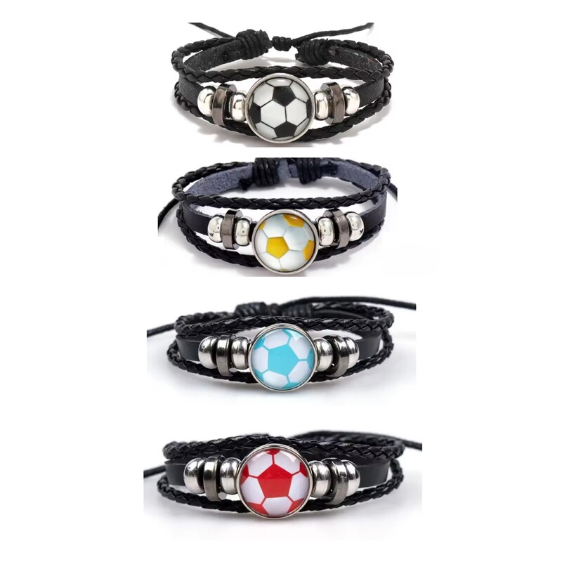 Popular Leather Bracelet Football Braided Bracelet Personalized Beaded Fan Leather Bracelet Commemorative Gift Sports Bracelet Popular Leather Bracelet Football Braided Bracelet Personalized Beaded Fan Leather Bracelet Commemorative Gift Sports Bracelet