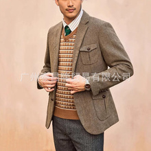 欧美外贸跨境新款西服英伦风人字纹西装外套男士休闲上衣男装夹克