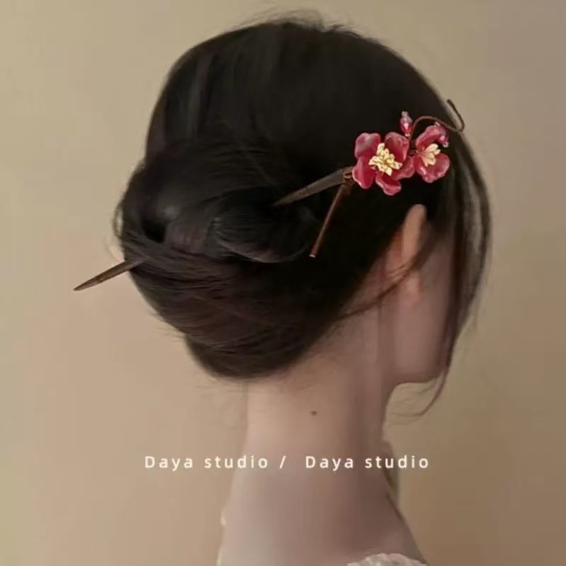 Magnolia pinzas de cabello para mujeres de alto nivel de movimiento de movimiento de estilo antiguo pinzas de cabello de estilo chino nuevo toque de cabello de estilo chino