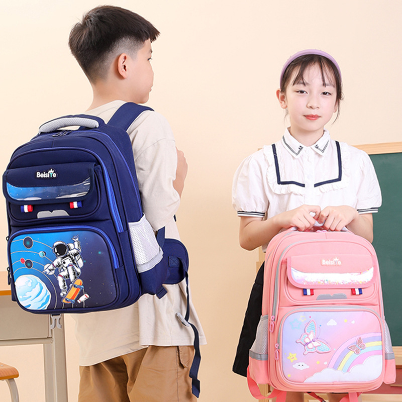 Mochilas escolares para estudiantes de primaria de primer a tercer a sexto grado, niños, impermeables, reducción de carga, protección de la columna, mochila, niñas de 6 a 12 años