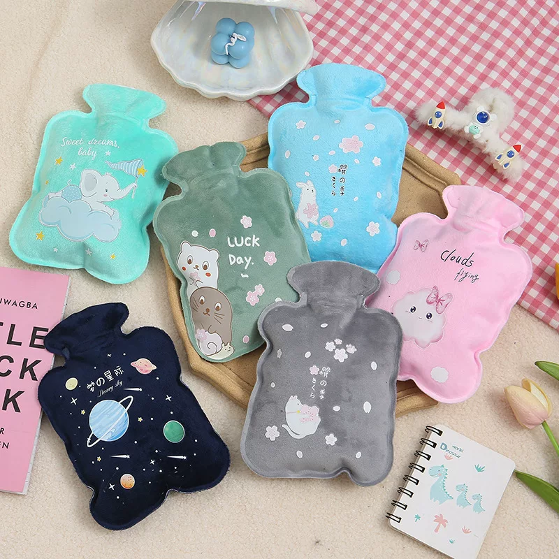Big plush handheld water container for students, small keep warm cute hand warmer