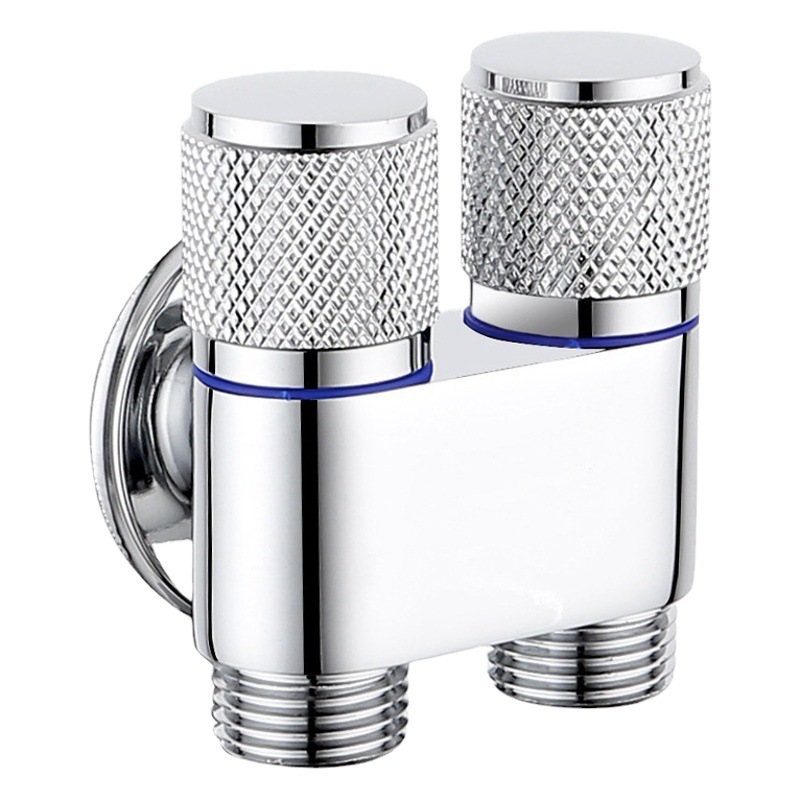 Cobre de doble control de uno en dos-Válvula de ángulo de salida de acero inoxidable de tres vías de doble cabeza hogar mini lavadora multi-función grifo