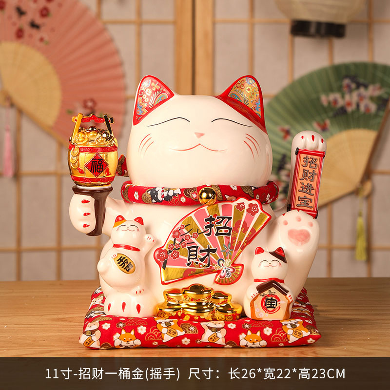 11inch 전기 흔들리는 행운의 고양이(선물 상자 + 천 패드 포함)는 금의 양동이를 끌어들입니다.