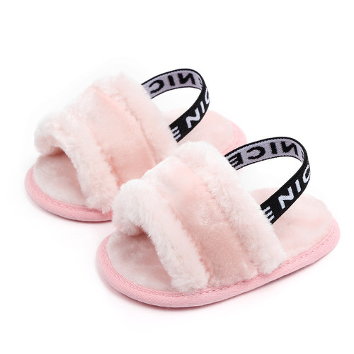 Bestselling Cross-border Soft Sole Breathable Baby Shoes Infant Shoes 0-1 Years Simple Elastic First Walking Shoes Plush Slippers Wholesale