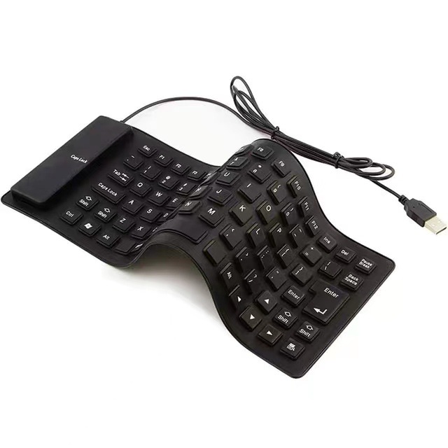 USB硅胶键盘可折叠便携电脑外接软键盘静音无声办公有线85、109键