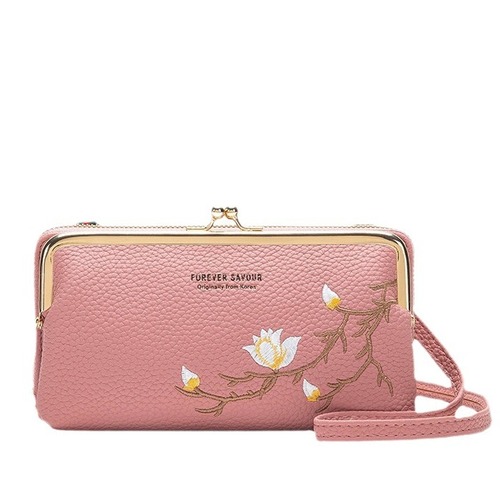 2024 New Spring Embroidery Fashion Mobile Phone Small Bag Large Capacity Ladies Crossbody Bag Shoulder Mobile Phone Bag Women Wholesale