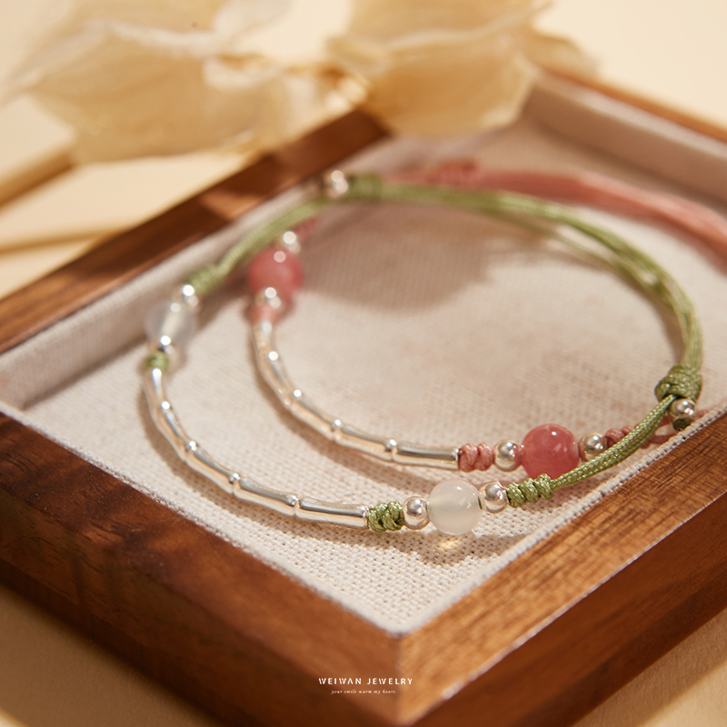 "Bamboo Joy" Bracelet Women's Colorful Rope Bracelet Silver Bamboo Knot New Chinese Style Ancient Style Niche Gift
