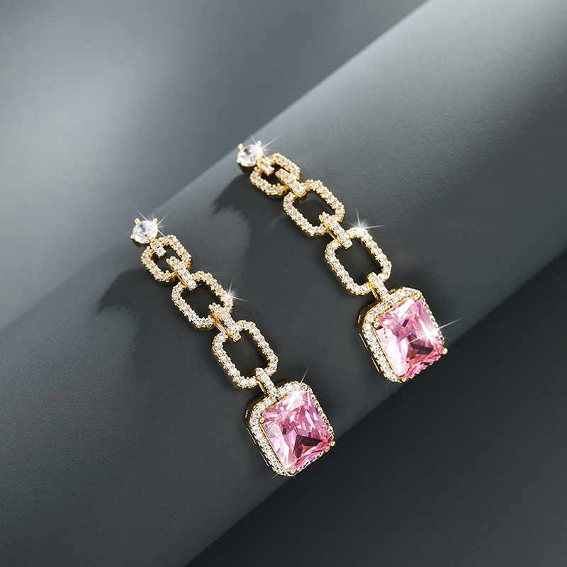 Joyería de Xuking europeo y americano transfronterizo simple cuadrado con incrustaciones de circonio de alto grado pendientes de nicho exquisitos pendientes de la joyería para las mujeres
