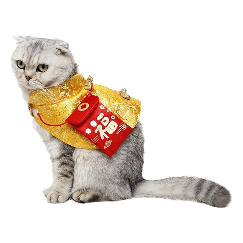 Año nuevo vestir suministros para mascotas gato estilo chino festivo capa roja sobre Navidad Año Nuevo Festival chal capa