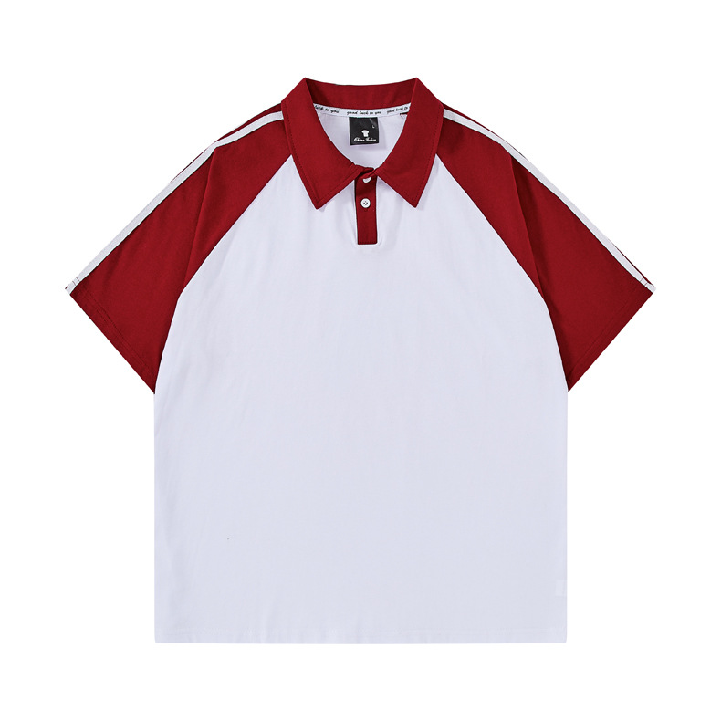 Procesamiento de camisa de Polo de manga corta de algodón Raglan impreso LOGO Hong Kong estilo de clase de moda uniforme grupo uniforme actividad T-shirt producción